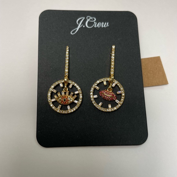 J.Crew Pavé eye and lip sparkle drop earrings - Picture 2 of 6